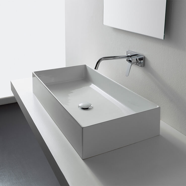 Scarabeo by Nameeks Teorema Ceramic Rectangular Vessel Bathroom Sink